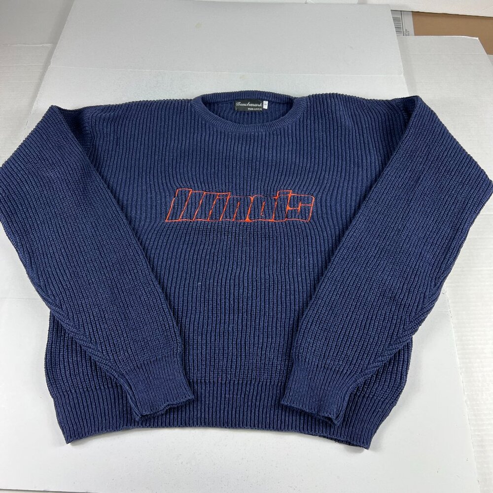 VTG 90s Illinois Fighting Illini Knit Sweater Small Blue Crewneck USA Made